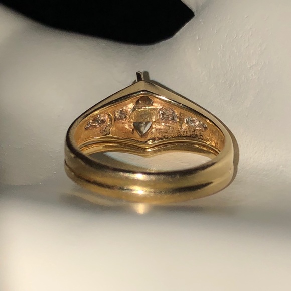 14K Gold Diamond Wedding Band Set, Marquise & Rounds - Picture 8 of 16